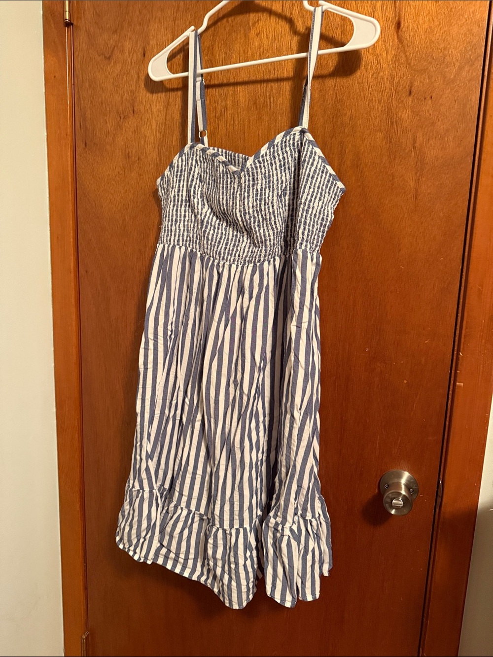 torrid Blue and White Striped Sundress with Ruffle Hem